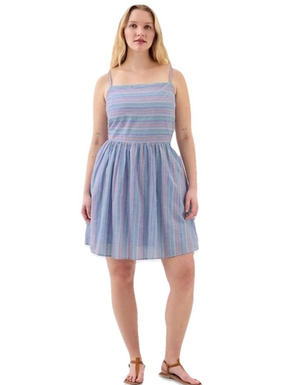 GAP Striped Pastel Blue Sundress with Spaghetti Straps